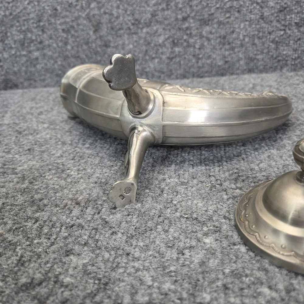 Vintage Aksel Holmsen Pewter Viking Drinking Horn with Lid Made in Norway 1930's